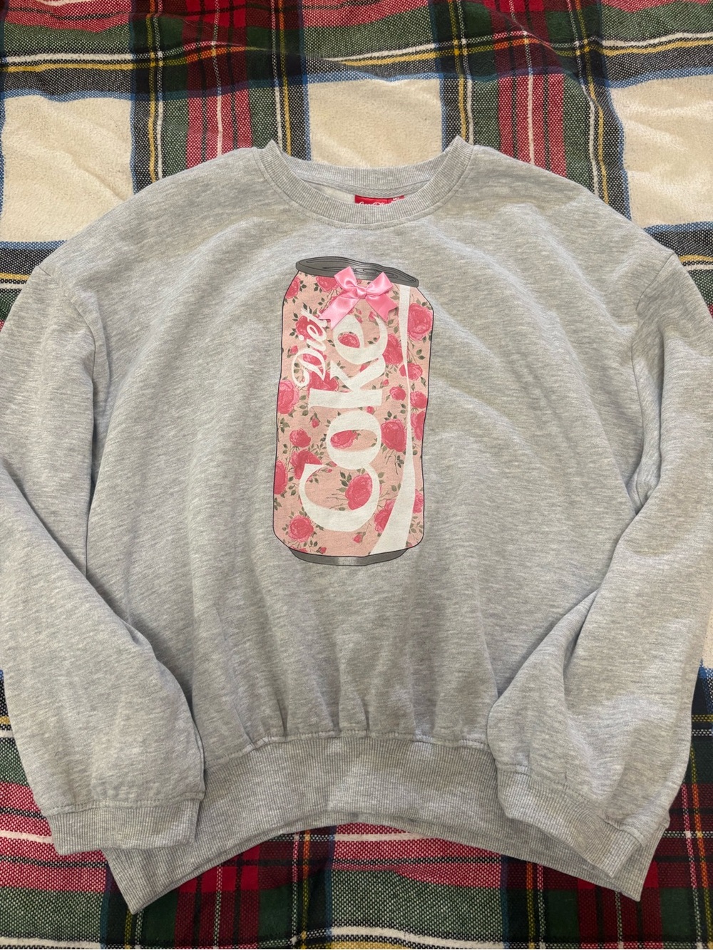 Women’s Coca Cola Gray Cropped Sweater with Floral Diet Coke